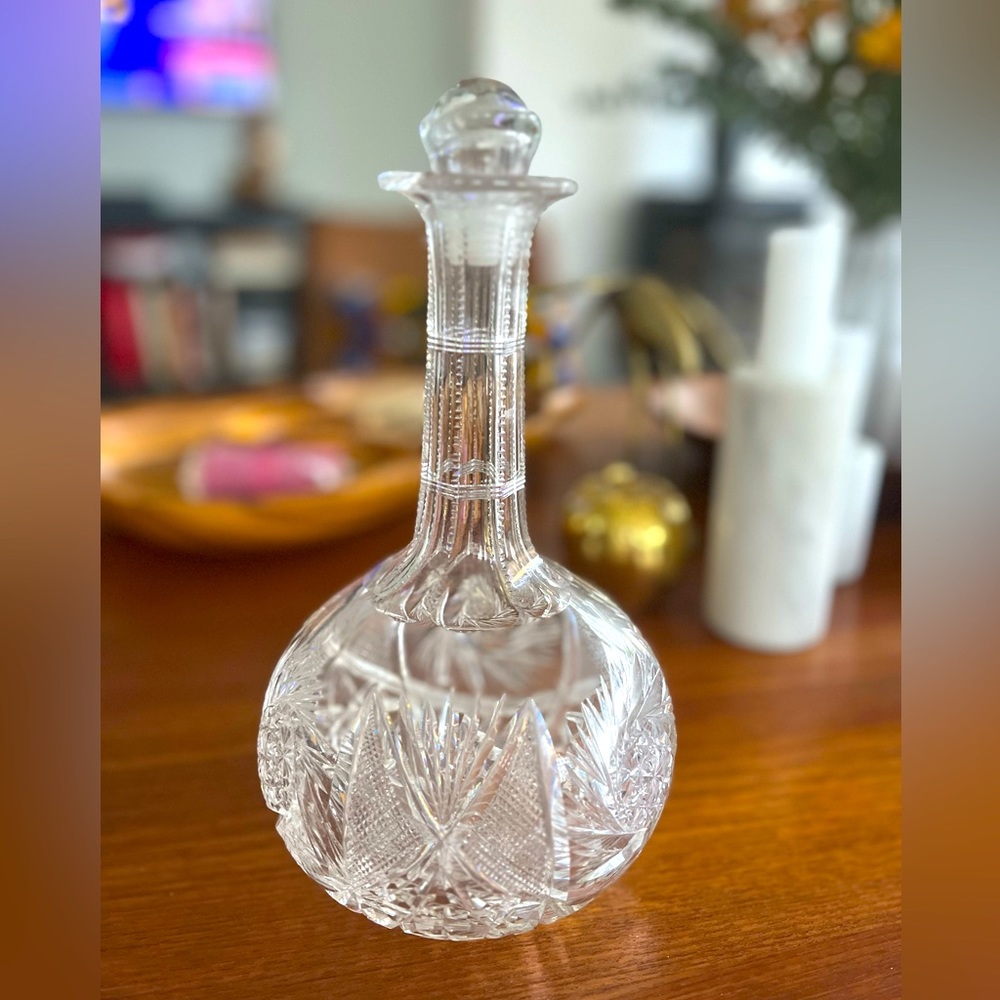 Antique American Brilliant Cut Glass Decanter - Vintage